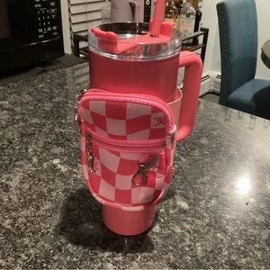 Juicy Couture Pink Checkered Tumbler with Pouch